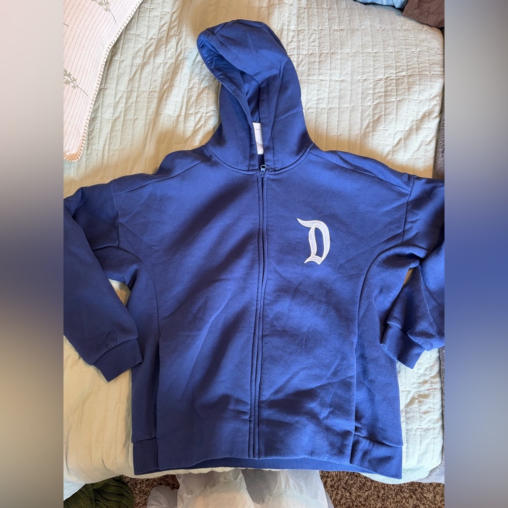 Disney Navy Blue Zip-Up Hoodie with White 'D' Crest